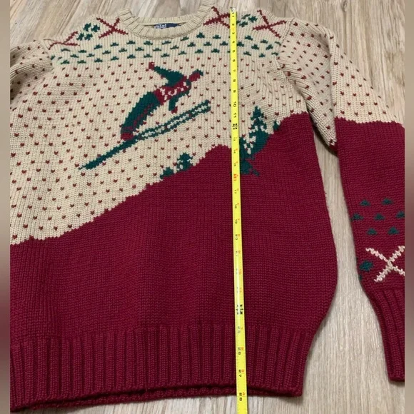 90s Vintage Polo Ralph Lauren Nordic Preppy Wool Ski Sweater MENS XL - Picture 6 of 7